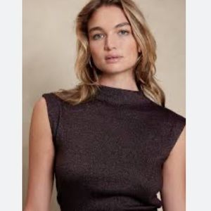 Banana Republic Factory lurex mock neck top, wine mock neck top, wine kn…